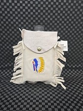 New Bloom Brothers Buckskin Leather Crossbody Flask Canteen Bag Boho Hippie