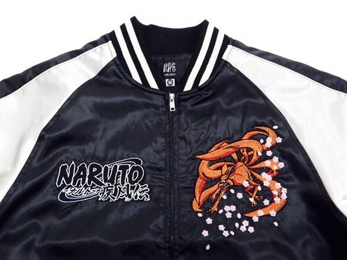 Naruto Shippuden The Nine-Tailed Embroidery Satin Jacket Black L Size Sukajan - Picture 4 of 7