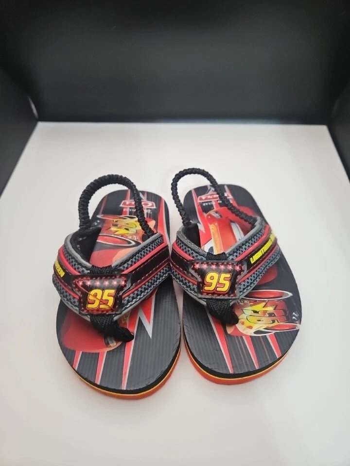 Lightning McQueen 95 Cars Flip Flop Sandals Beach Heel Strap Toddler Small 5-8@# - Image 4 of 4