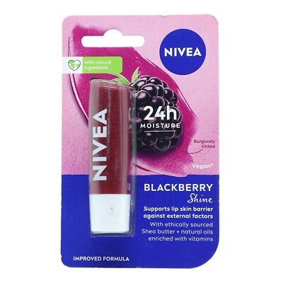 Nivea Black Berry Shine Lip Balm, 4g Blister Pack  Vitamin E Lip Balm