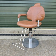 Vintage Brown Leather Pietranera Italian Made Static Barbers Chair - Retro Prop