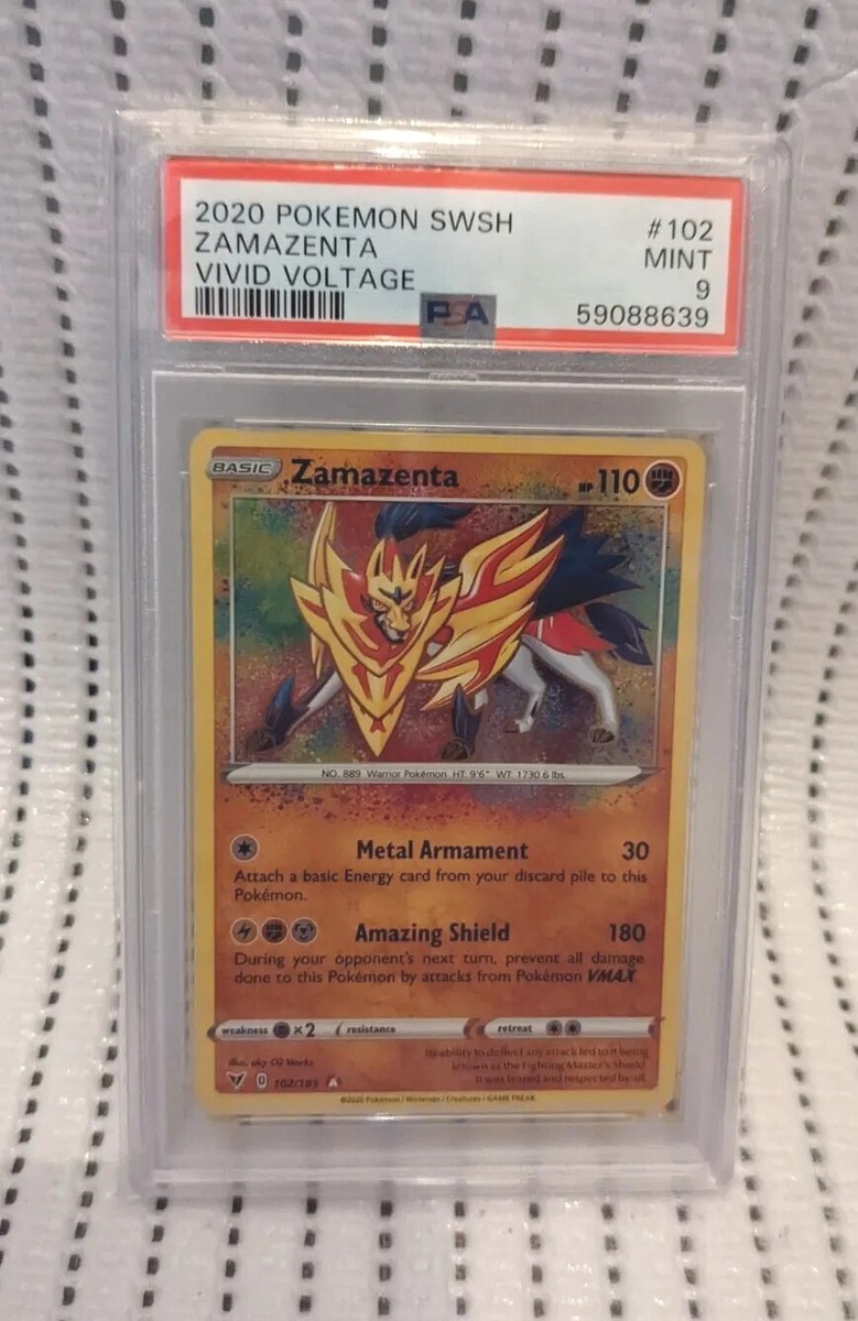 Pokemon PSA 9 Mint Zamazenta Vivid Voltage 102/185 Holo Amazing