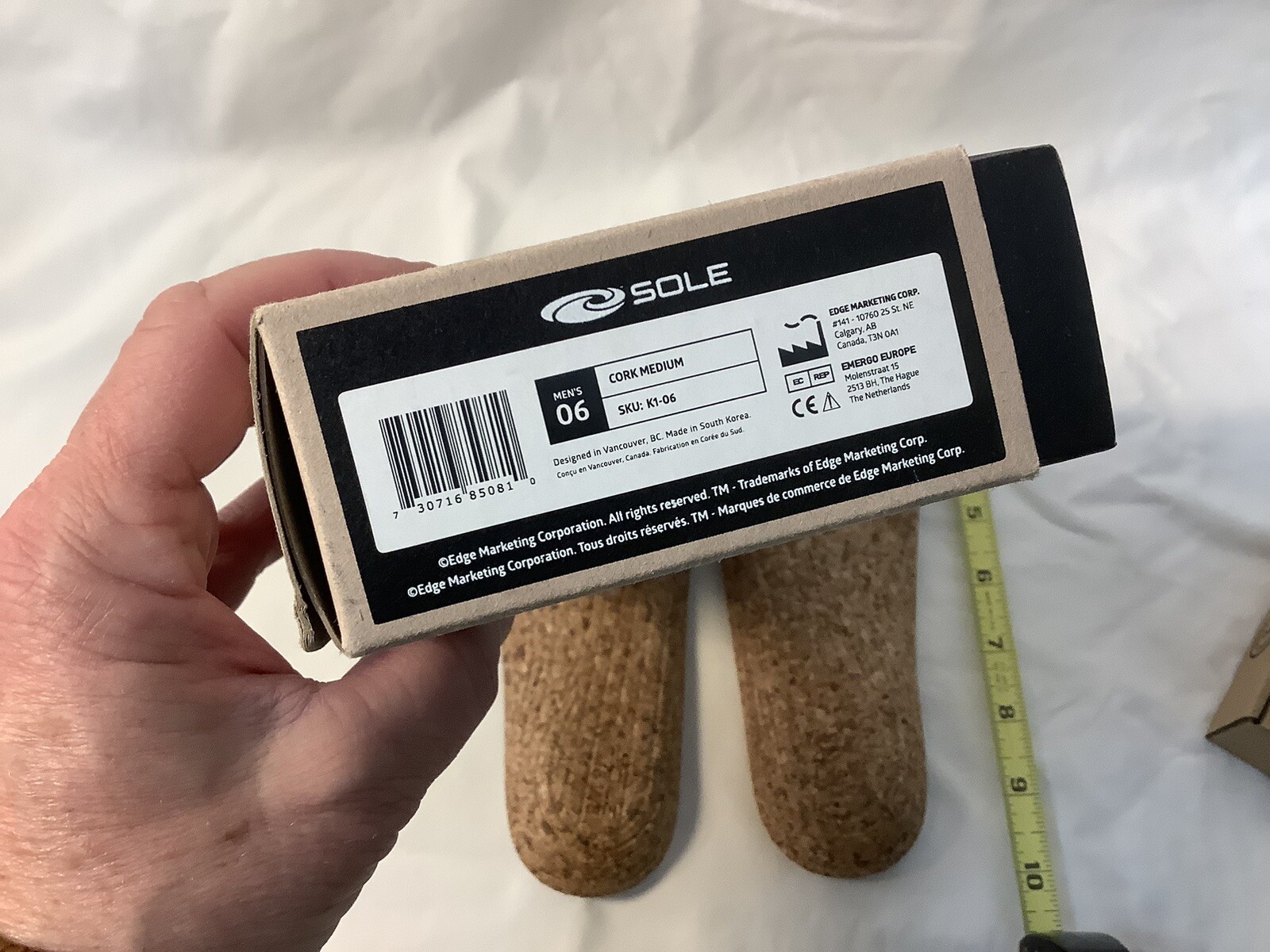 SOLE CORK Medium 1.6 mm Shoe Insoles  Men's Size 5.5 /Women's Size 7.5