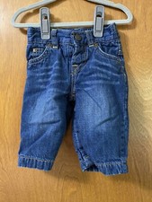 Vintage Baby Gap Authentic Denim Blue Jeans Size 0-3 Month With Snaps And Lined