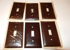 Lot of 6 Vintage Slater light switch plate covers Sta-Kleen Bakelite Brown NEW