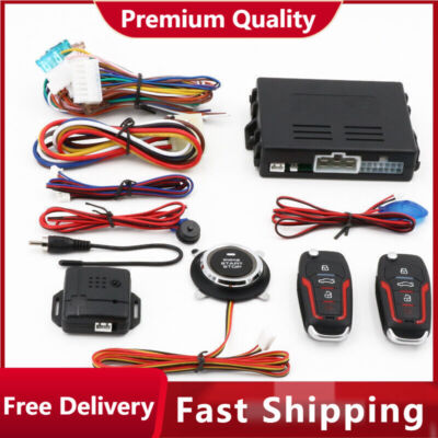 Car Keyless Entry Engine Start Stop Alarm System Push Button Remote Control Kit