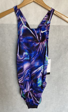 NIKE HYDRASTONG Purple Blue Abstract V-Back One Piece Swimsuit NEW Size 6 or 10