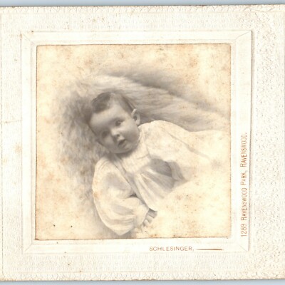 c1900s Cute Baby ID'd as Susie Paulson Small Cabinet Card Photo Ravenswood B6