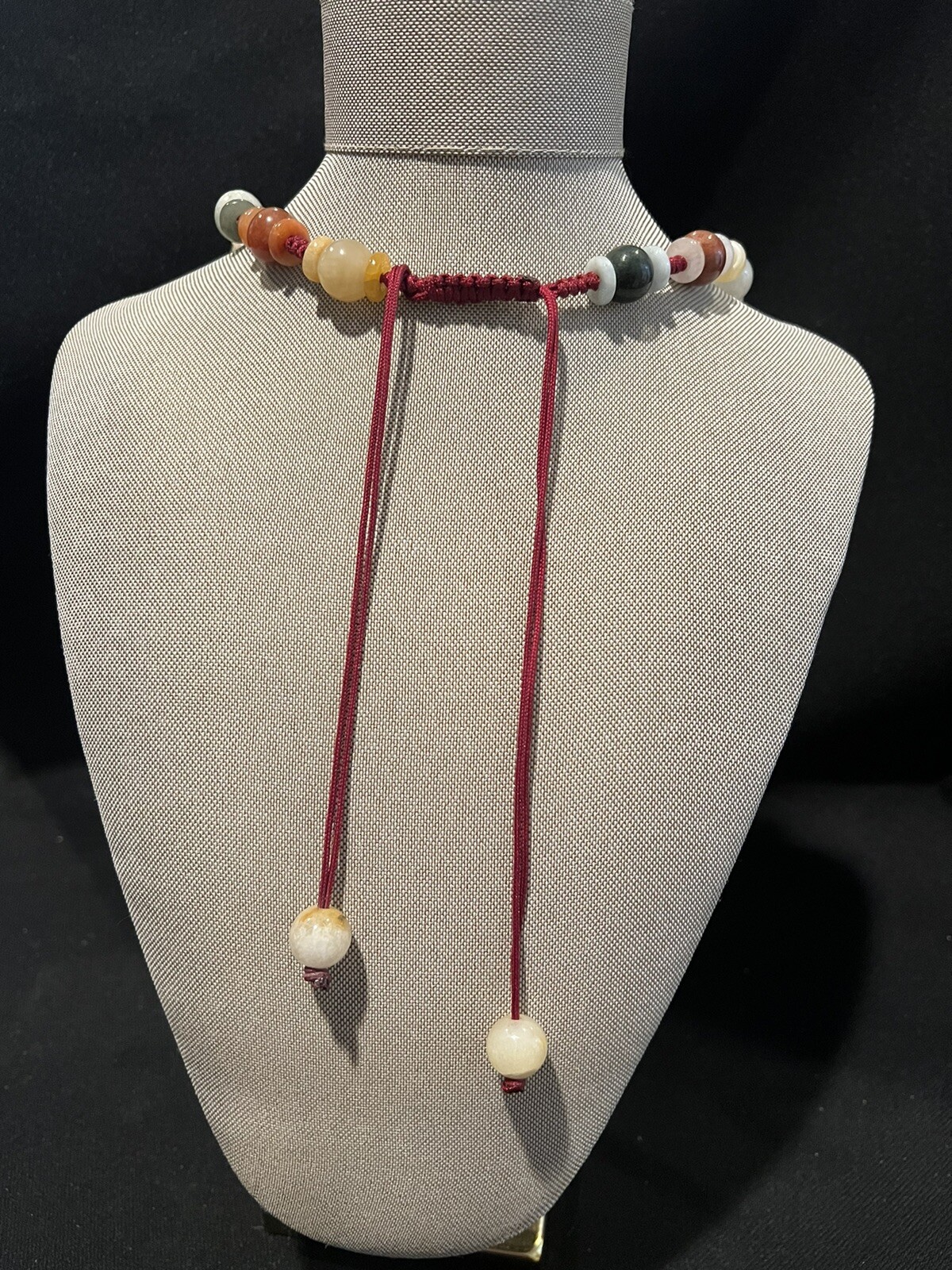Hand Made Macramé Necklace Multicolored Beaded Ne… - image 2