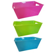 3 x PLASTIC STORAGE BASKETS fruit vegetables kitchen bathroom bedroom office