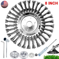 New 8 Inch Steel Wire Wheel Brush Grass Trimmer Head Weed With Adapter Kit