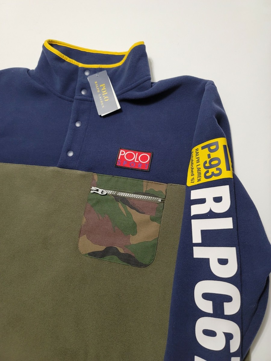 Ralph Lauren Polo Sport XXL USA Patch Camo Fleece Pullover RLPC67
