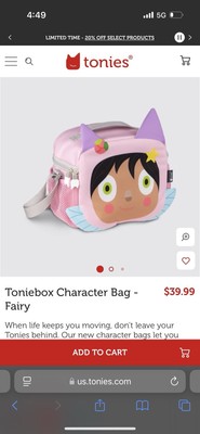 NEW Toniebox Character Bag - Fairy - Pink - New- Tonies - Carry Bag - Travel Bag