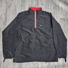 Vintage Nike N-Athletic 1/4 Zip Windbreaker Jacket Black Red XL Y2K