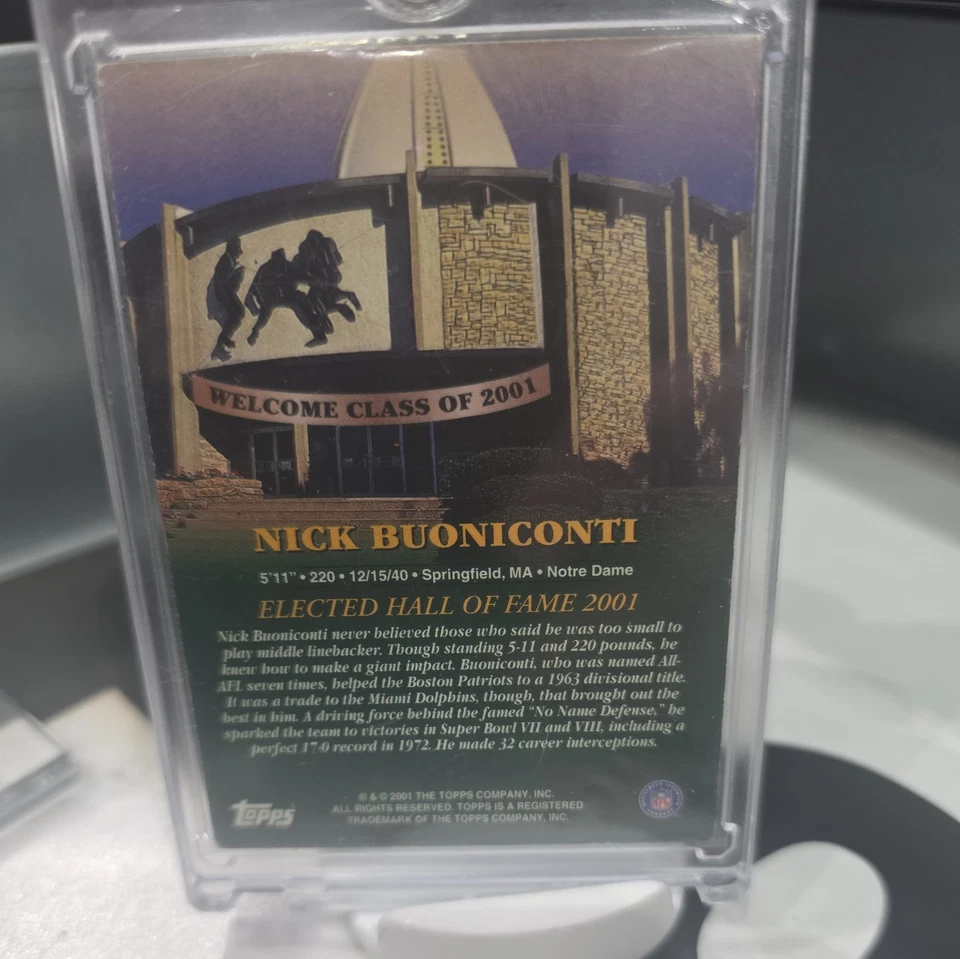 Topps HOF Class of 2001 Nick Buoniconti Hall of Fame Card (Real signingture) - Image 2 of 2