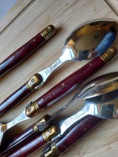 6 weinrote Laguiole Speisl&ouml;ffel
