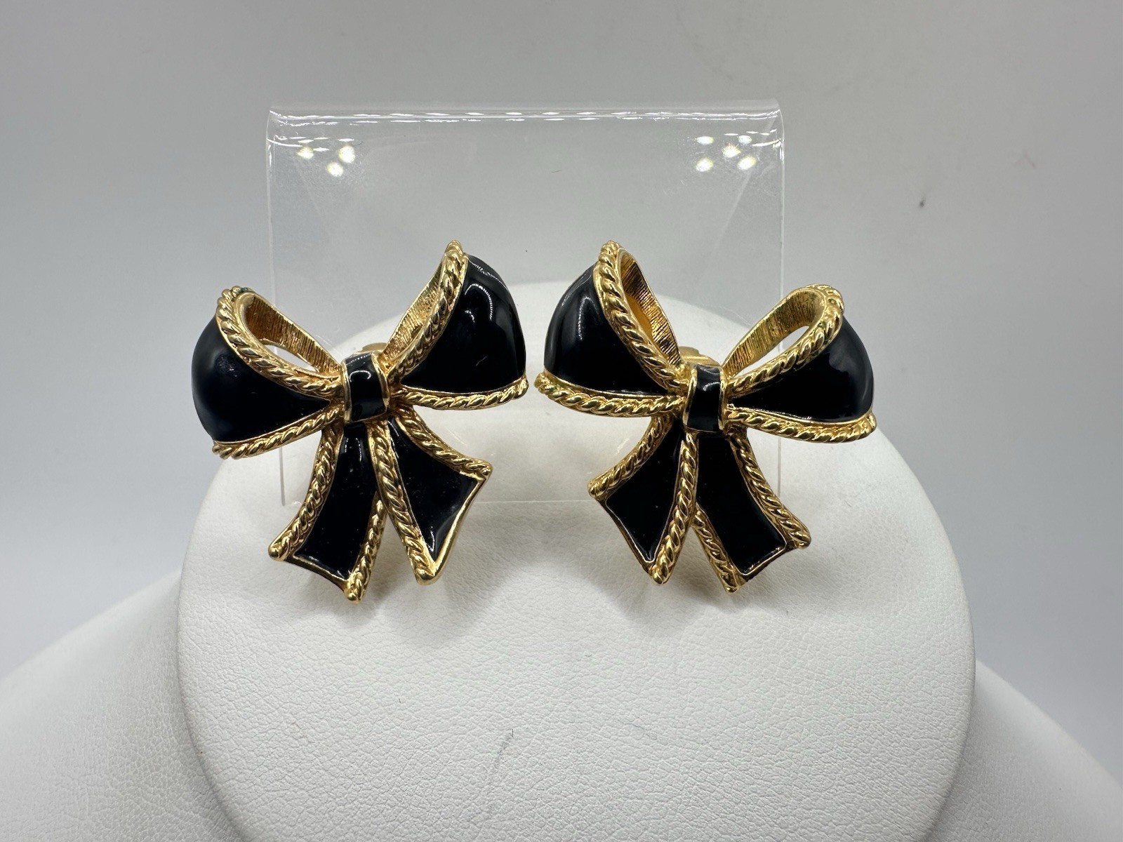 VTG Kenneth Jay Lane KJL Avon Black Enamel Gold T… - image 1