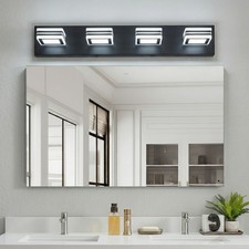 26'' Dimmable LED Vanity Light 4-Light Black Bathroom Wall Fixture Modern