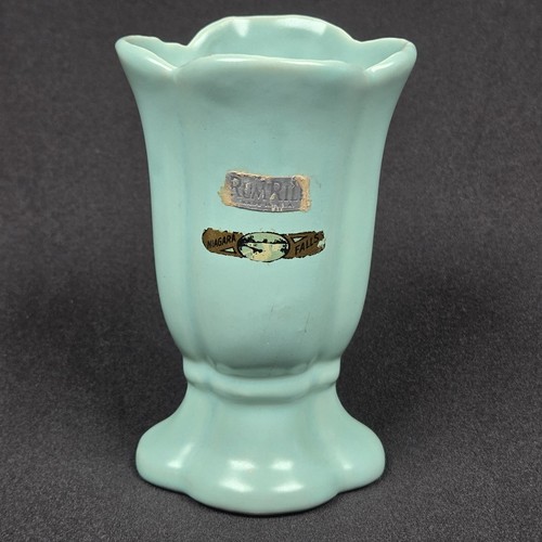 Rum Rill pottery 4" mini vase RA6 with TWO stickers Souvenir of Niagara Falls