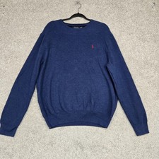 Polo Ralph Lauren Sweater Mens XL Blue Pima Cotton Knit Pullover Crew Neck