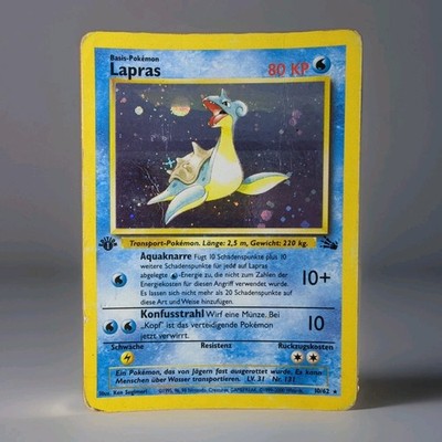 Lapras Holo 1. Edition Pokemon Karte Deutsch 10/62 Fossil