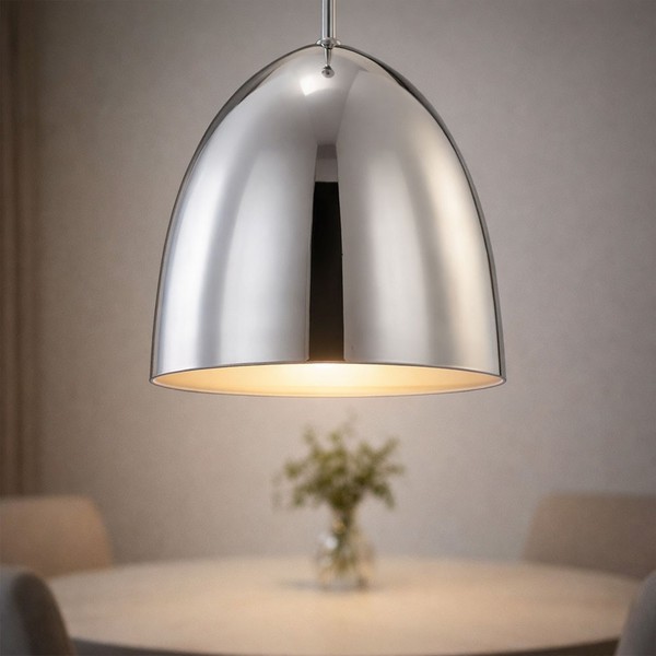 HäNgelampe Pendelleuchte Wohnzimmerlampe Alu Esszimmerleuchte Chrom Led H 132 Cm-image