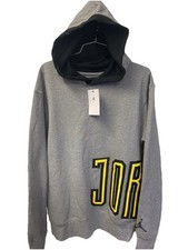 Air Jordan Sport Hoodie DNA Fleece Pullover Gray Men  s Size SMALL DA7186-092 NWT