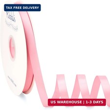 Pink Satin Ribbon Double Faced Satin 1/2 Inch x Continuous 100 Yards-Pink