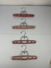 Vintage Lot of 4 Pink Tamor Type Plastic Clamp Hangers Pants Skirts Trousers