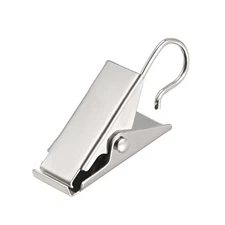 Curtain Clips Hooks Metal 1 Inch Clip Length Home Decoration Silver Tone 30 Pcs