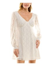 CRYSTAL DOLLS Womens Short Dress Ivory Lined Sleeve Straps At V-back Juniors S