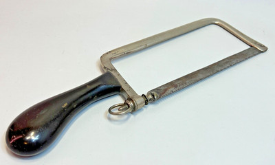 19c.Antique Marconi Amputation Bone Saw Surgical Instrument Ebony Handle 12''