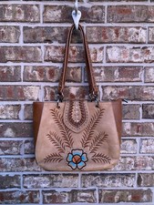 American Bling Embroidered Western Style Purse Carry Bag Button And Zipper