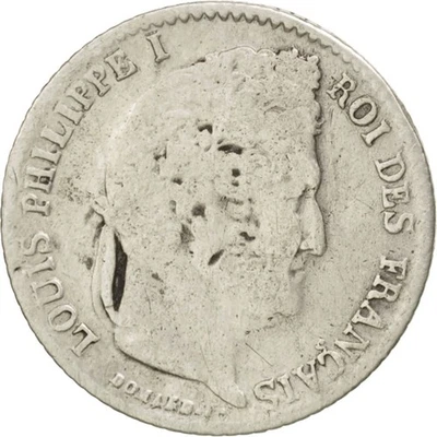 Monnaie, France, Louis-Philippe, 1/4 Franc, 1838, Lille, B, Argent, KM:740.13 - Photo 1/2