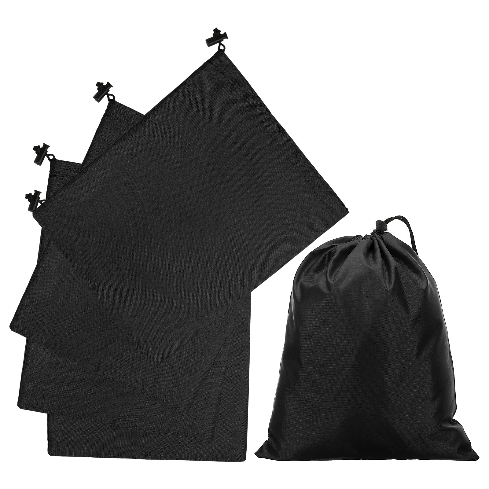 5Pcs Drawstring Bag with Toggle 10 x 12 Inch Waterproof Bag Black