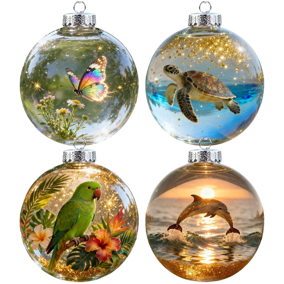 Enfeites de bola de Natal acrílico 3D decoração de festa bolas de animais limpas - Imagem 4 de 4