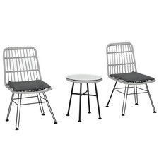 Outsunny Set di Tavolo e Sedie da Giardino da 3 Pezzi in Rattan PE Grigio