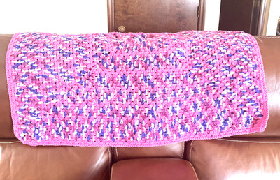 Handmade Afghan Blanket Crochet Throw Pink Purple 41'' X 39'' New