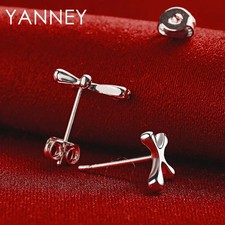 925 Sterling Silver Mini Cross Stud Earrings For Men Women Hip Hop Punk Jewelry