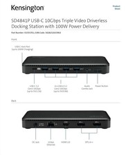 Kensington SD4841P USB-C Triple Video Docking Hub with 100W Delivery K33557EU