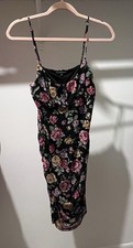Fashion Nova Mesh Floral Slip Dress Cowl Neck Sleeveless Multicolor Size L