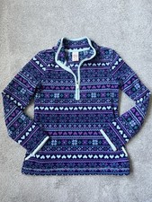 Faded Glory Girls Sweatshirt Size L 10/12 Purple 1/4 Zipper Pockets Hearts