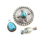 Southwest Sterling Turquoise Hand Stamp Necklace and Pendants Lot of 7 #S5593-3 — photo 4