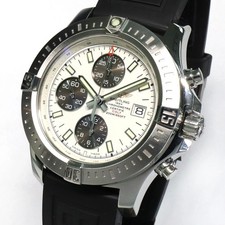 BREITLING Colt Chronograph A13388 White Gray SS Rubber Men's Watch Used