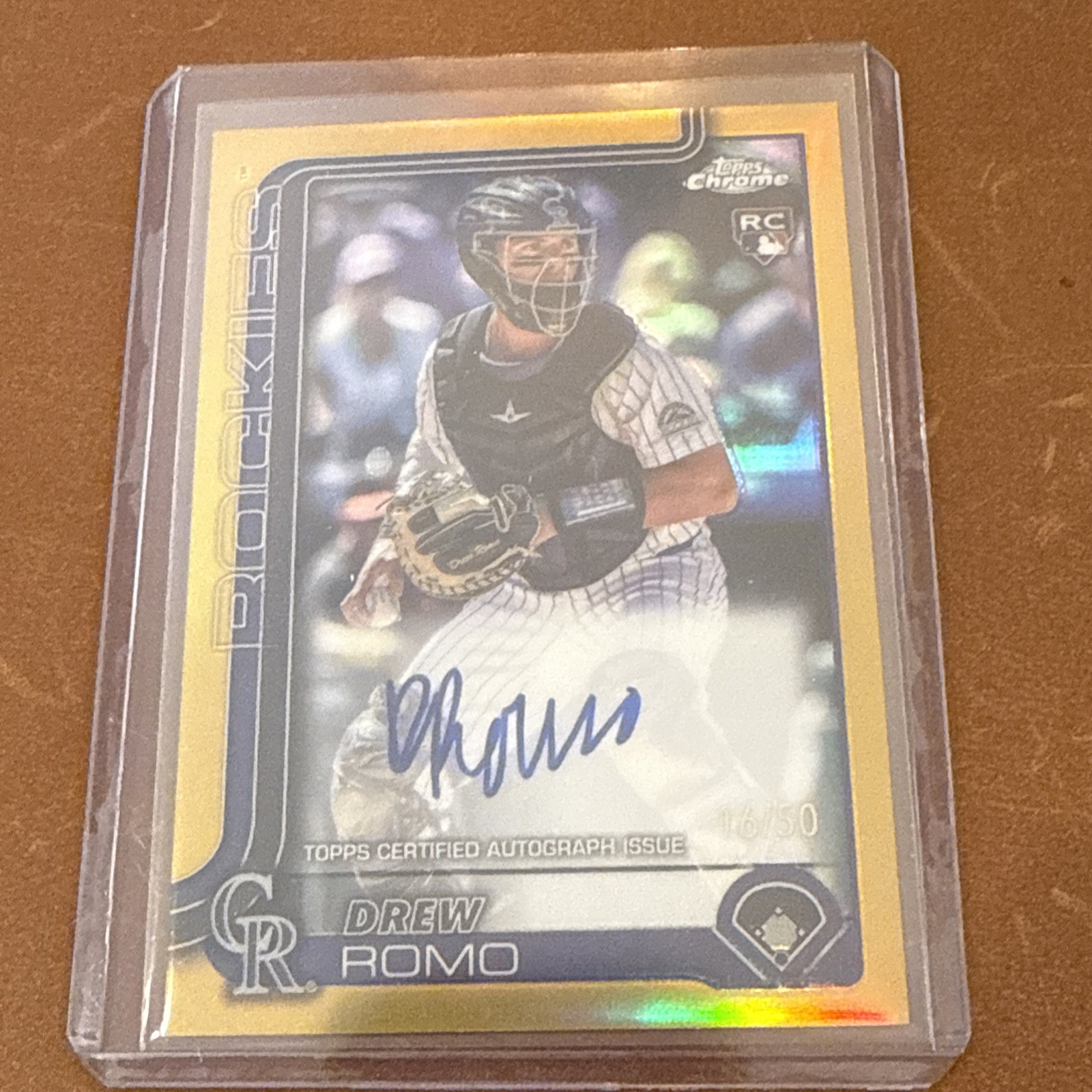 DREW ROMO 2025 Topps Chrome Rookie Gold Auto /50 Rockies RC