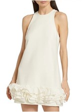Cinq a Sept Beta Ruffled-Hem Minidress ivory white size 14 xl mini dress