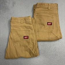 Milwaukee Tools Flex Khaki Pants Men 34x34 Canvas Heavy Duty Work 701K LOT 2