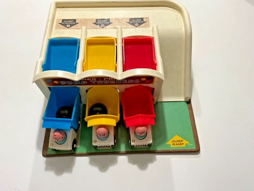 Fisher-Price 1970s Vintage Dump Truckers Play-set #979 with Trucks, people and 2