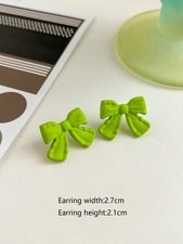 Yellow-Green Bowknot Stud Earrings Simple Fashion Gift For Mom