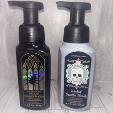 TWO RETIRED Bath  Body Works Wicked Vanilla Woods Hand Soaps Halloween NEW